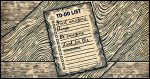 A woodcut-style image of an empty to-do list on textured, rustic paper. Items include: - Find amazing things - Be amazing - Look for the awesome